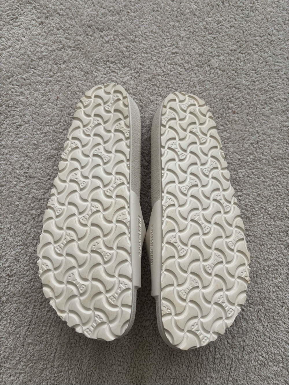 Birkenstock Madrid Off-White Single-Strap EVA Slides with Gold Buckles - Picture 3 of 5